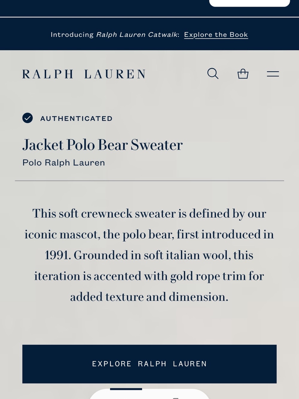 Polo by Ralph Lauren Black Crewneck Sweater with Embroidered Teddy Bear - Picture 8 of 8